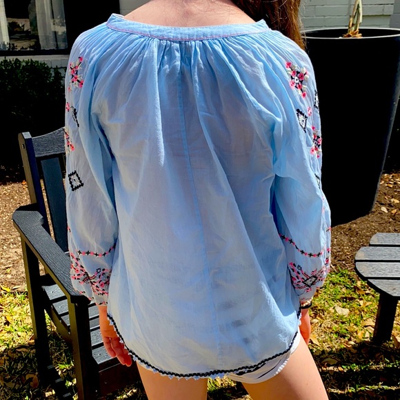 light blue stitched beach shirt. - Picture 3 of 4